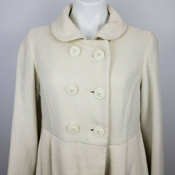 Antho Lux Med wool blend pea coat jacket ivory - Picture 2 of 8